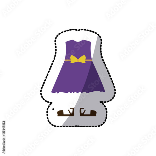 sticker color silhouette with girl clothing pijama dress vector illustration