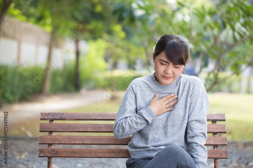 Woman has reflux acids at park