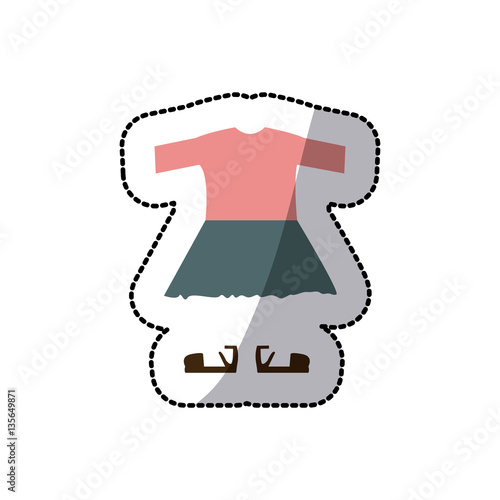 sticker color silhouette with girl clothing pijama vector illustration