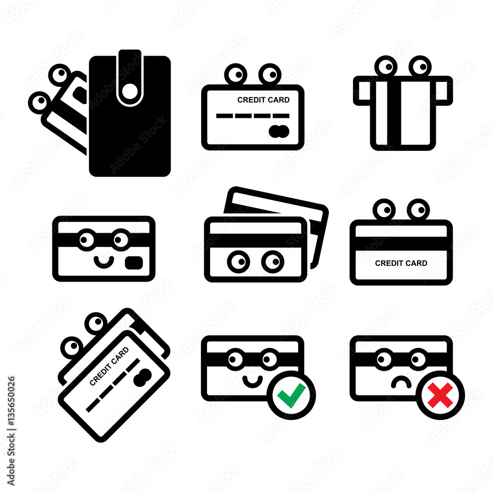 Cute Credit Card Vector Icon Set Cute Credit Card Vector Icon Set