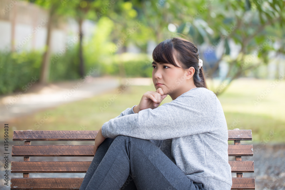 Lonely woman at park Lonely woman at park