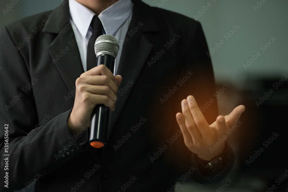 smart businessman speech, talking with microphone, gray scale to smart businessman speech, talking with microphone, gray scale to