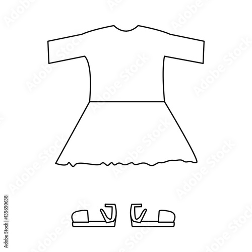 silhouette with girl clothing pijama with skirt vector illustration