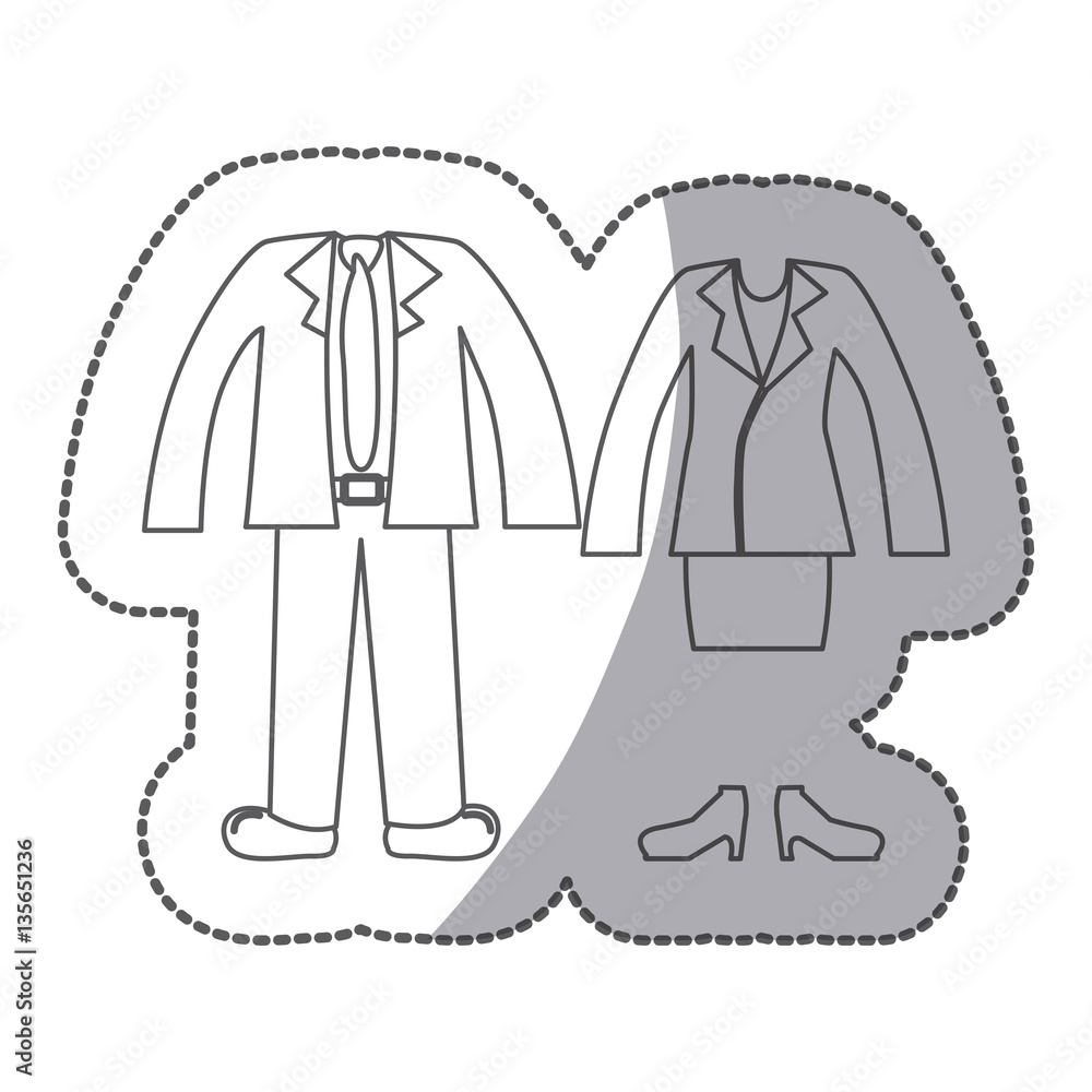 sticker silhouette with formal suit clothing vector illustration