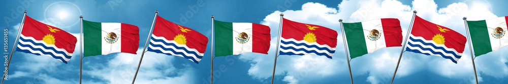 Naklejka premium Kiribati flag with Mexico flag, 3D rendering