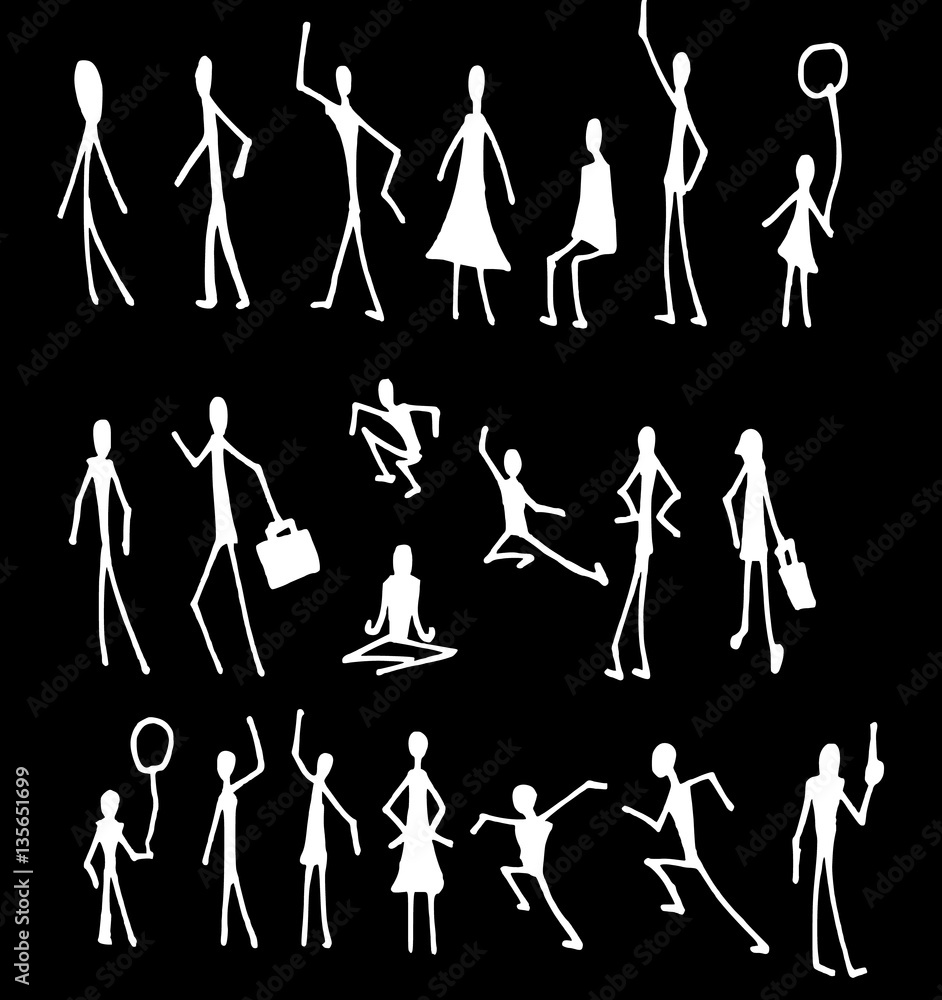 Set of doodle people collaboration isolated vector