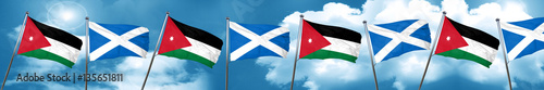Jordan flag with Scotland flag, 3D rendering