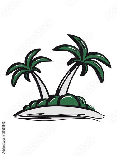 Island palms sea vacation 3d