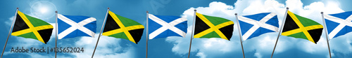 Jamaica flag with Scotland flag  3D rendering
