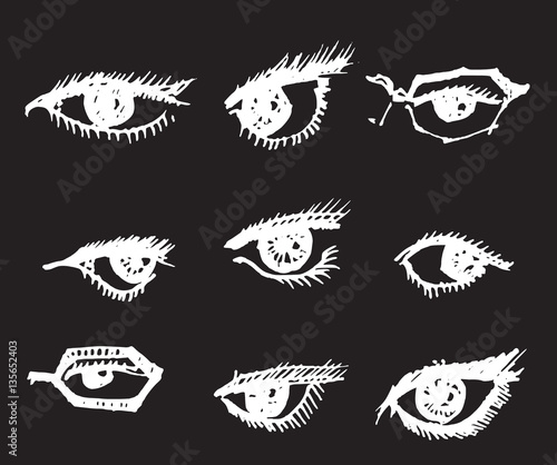 Doodle style eyes sketch in vector format eps10
