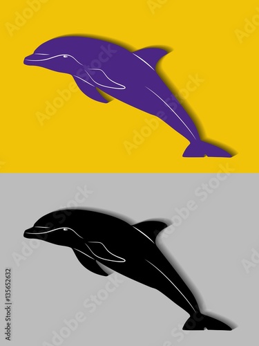 silhouette dolphin  vector draw