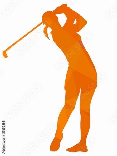 silhouette of a woman playing golf, vector draw