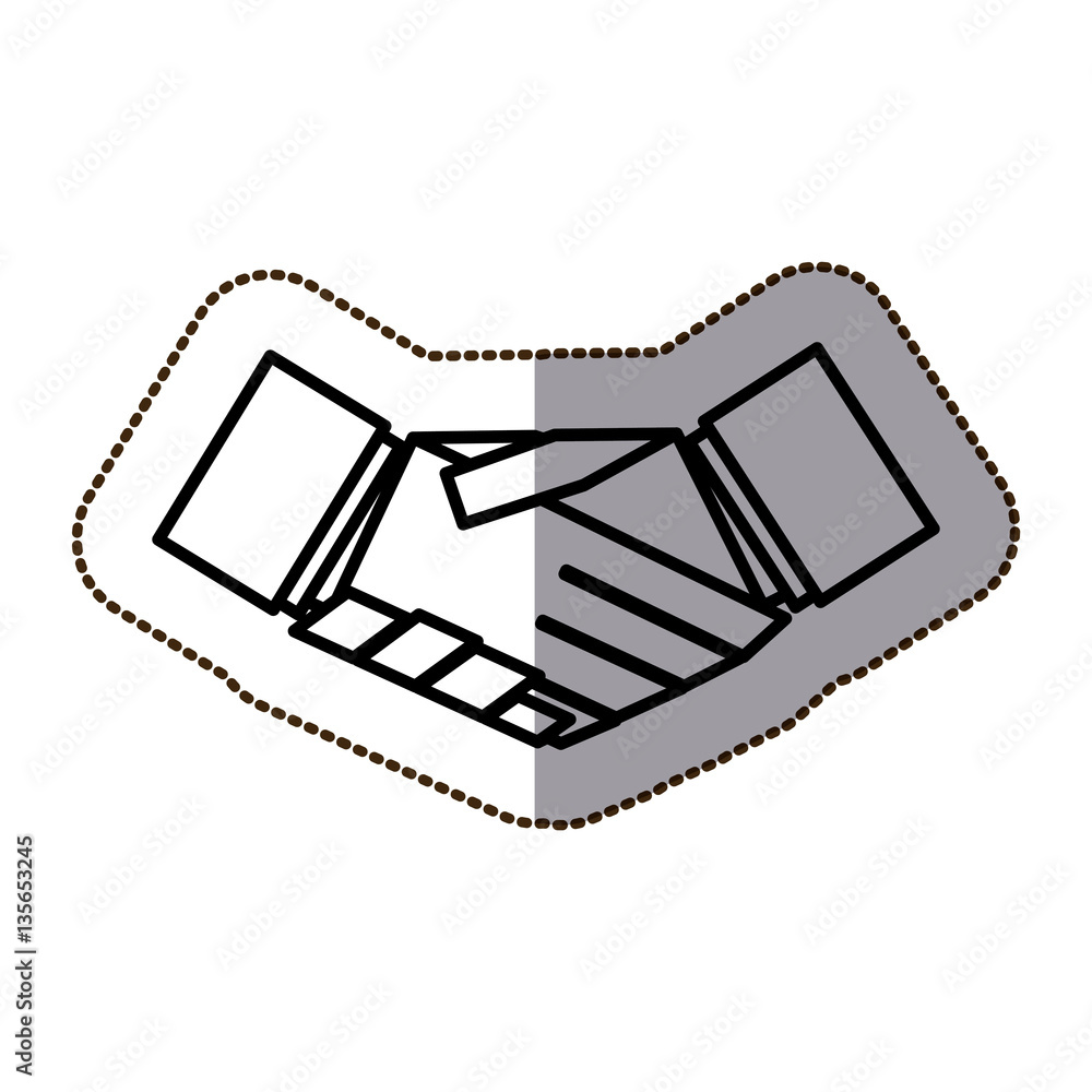 Fototapeta premium black silhouette contour sticker with greeting of hand vector illustration