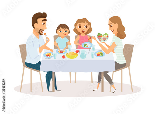 Family eating meal
