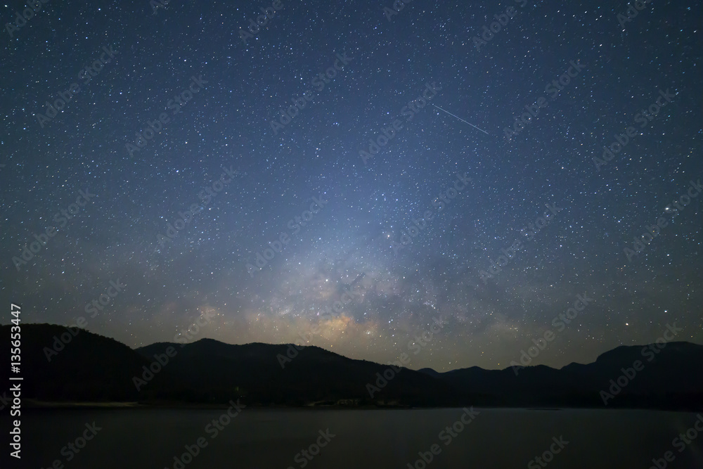 Peaceful starry night sky background