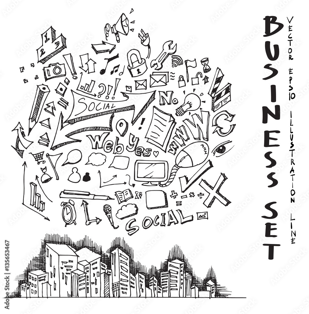 Business Cityscape doodles vector illustration eps10