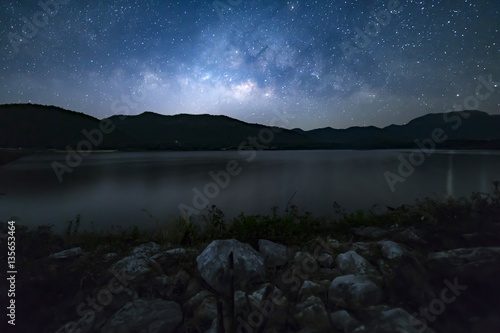Peaceful starry night sky background