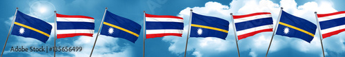 Nauru flag with Thailand flag, 3D rendering