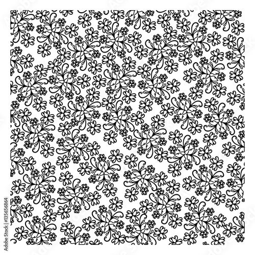 grayscale pattern with floral leaves vector illustration
