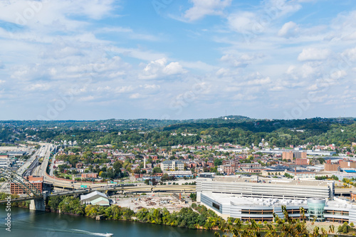 Dramatic Skyline of Downtown above the Monongahela River in Pitt photo