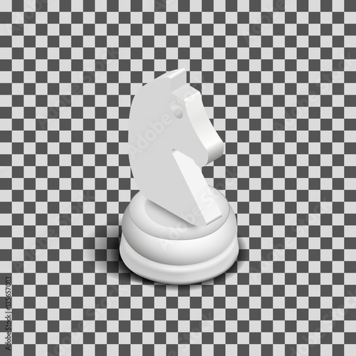 White knight chess piece isometric, vector illustration.