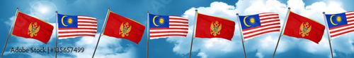 Montenegro flag with Malaysia flag, 3D rendering