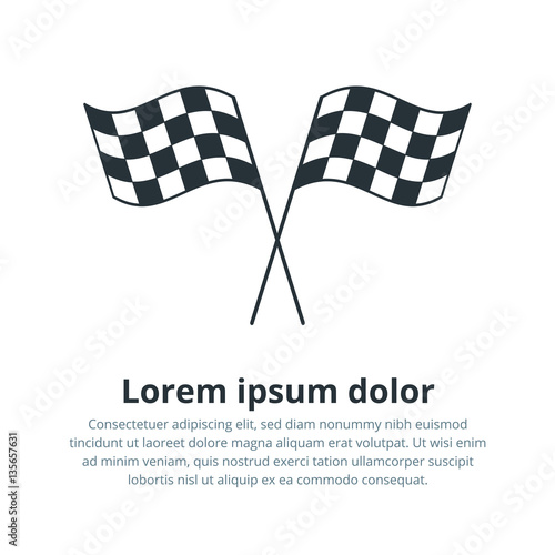 Checkered flags icon. Crossed black and white checkered flags Ch