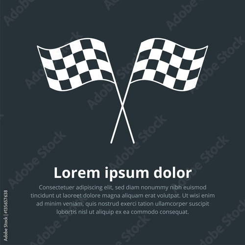 Checkered flags icon. Crossed black and white checkered flags Ch