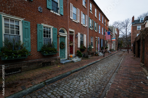 Historic Brick Buildings in Society Hill in Philadelphia, Pennsy