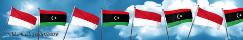 monaco flag with Libya flag, 3D rendering