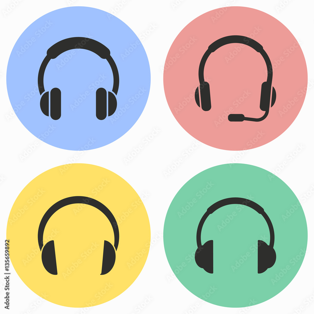 Headphone icon set. Headphone icon set.
