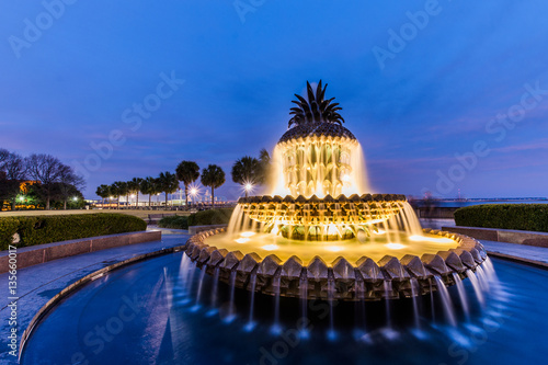 Pineapple Fountain  at Water Front Park, in Charleston, South Ca photo