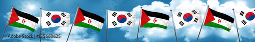 Western sahara flag with South Korea flag, 3D rendering