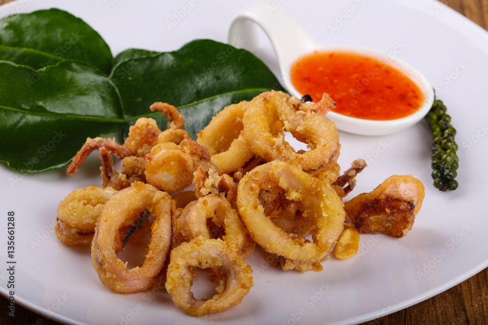 Fried squid rings Fried squid rings