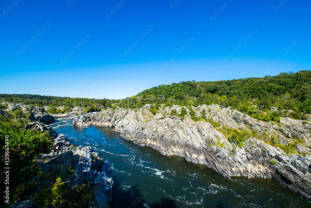 Strong White Water Rapids in Great Falls Park, Virginia Side