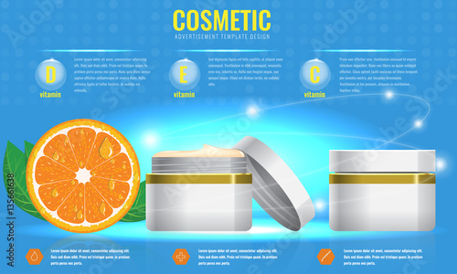 Cosmetic ads template with orange and sparkling effect.