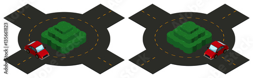3D design for roundabout with car circling