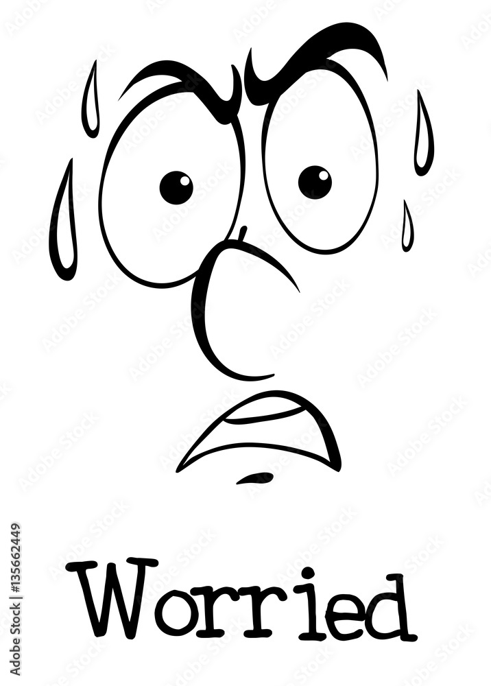 Facial expression doodle in black outline Facial expression doodle in black outline