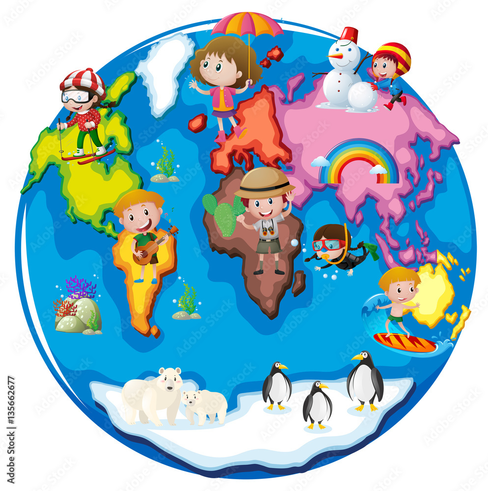 Naklejka premium Children in different parts of the world