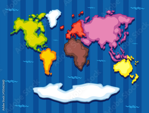 World map with seven continents