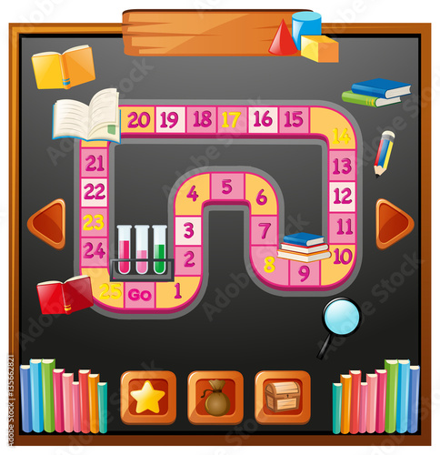 Game template with books and shcool items