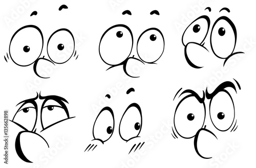 Facial expression doodle in black outline