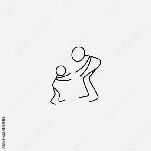 Cartoon icon of sketch little people in cute miniature scenes.