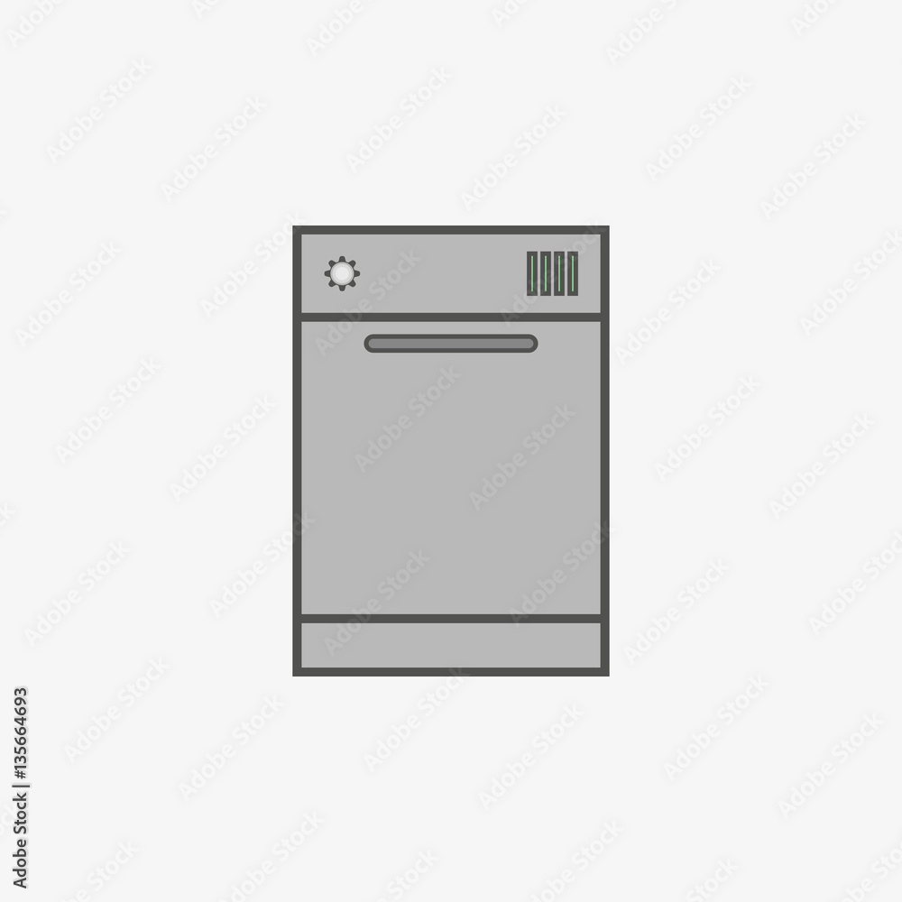 Simple vector icon of dishwasher in flat style.
Simple vector icon of dishwasher in flat style.