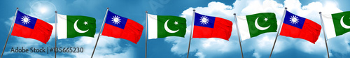 Taiwan flag with Pakistan flag, 3D rendering