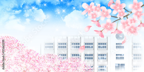 桜　春　学校　背景