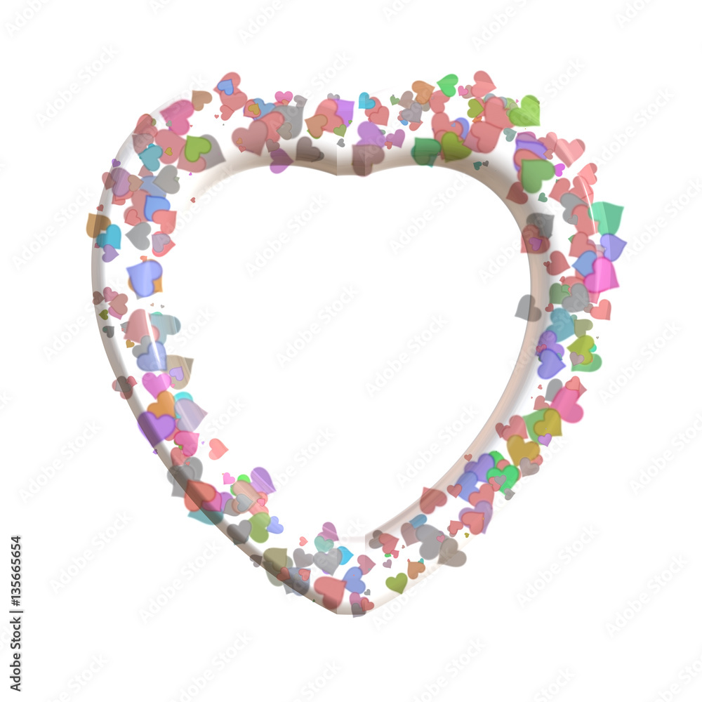 Frame in a form of a heart made of small colorful hearts