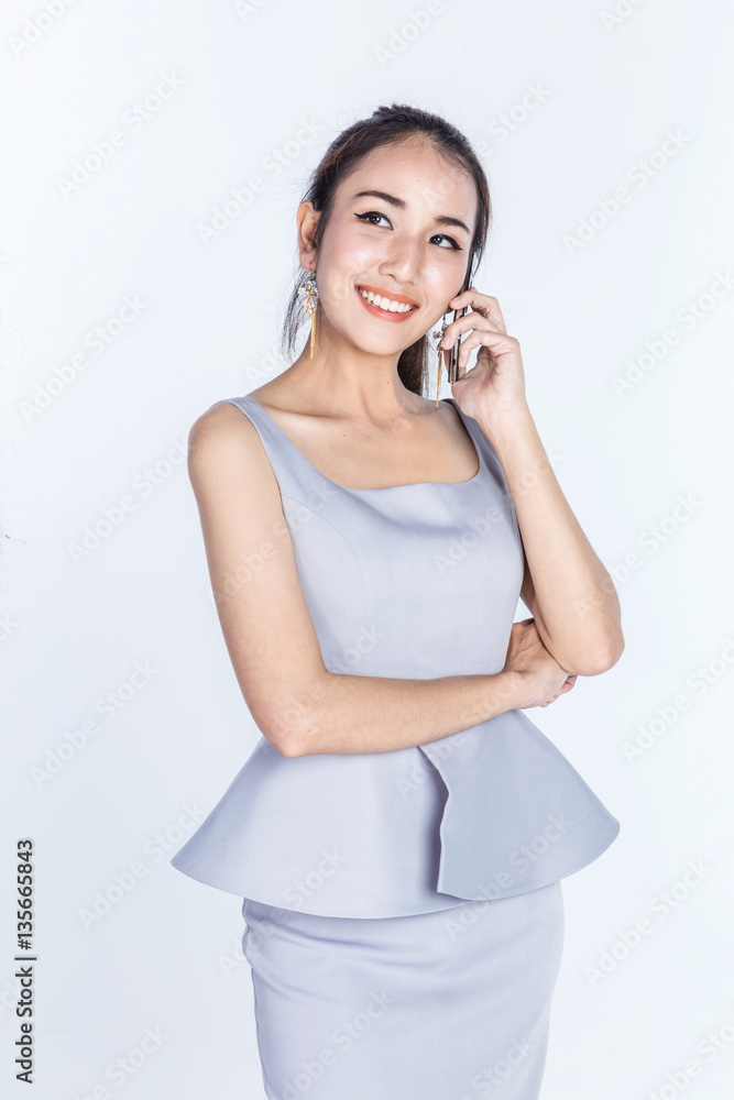 smart beautiful business girl with tablet and smartphone business communication ideas concept on white background smart beautiful business girl with tablet and smartphone business communication ideas concept on white background