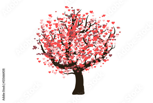 A decorative vector love tree with hearts as leaves