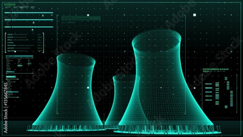 Cooling tower of nuclear power plant, thermal power plant, x-ray view image.